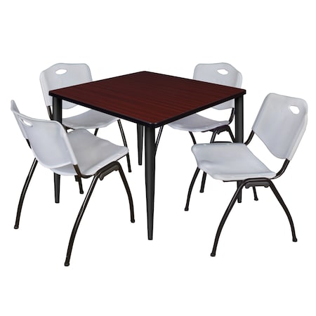REGENCY Kahlo Square Table & Chair Sets, 36 W, 36 L, 29 H, Wood, Metal, Plastic Top, Mahogany TPL3636MHBK47GY